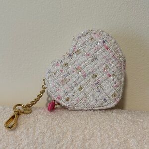 Stoney Clover Lane Heart-Shaped Tweed Coin Purse Bag Charm